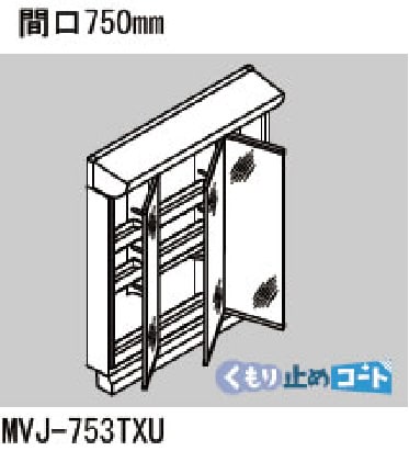 ミラーキャビネット：3面鏡のイメージ